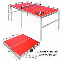 Mid Size 6 X 3 Foot Table Tennis Ping Pong Game Set Indoor/Outdoor Net Paddles