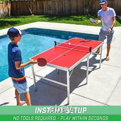Mid Size 6 X 3 Foot Table Tennis Ping Pong Game Set Indoor/Outdoor Net Paddles