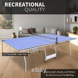 Mid-Size 9ft Professional Foldable Table Tennis Tables, Indoor Ping Pong Table