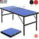 Mid-size Foldable Tennis Table With Net For Indoor Outdoor, Blue, 60x26x27.5 Inch