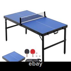 Mid-Size Ping Pong Table Foldable Table Tennis Game Table Indoor with Net