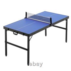 Mid-Size Ping Pong Table Foldable Table Tennis Game Table Indoor with Net