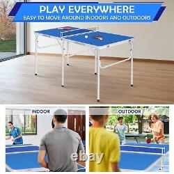 Mid-Size Ping Pong Table Foldable Table Tennis Table with Paddles Balls Net Indoor