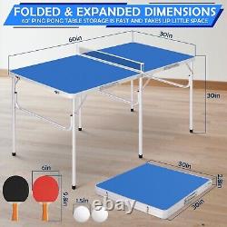 Mid-Size Ping Pong Table Foldable Table Tennis Table with Paddles Balls Net Indoor