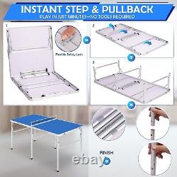 Mid-Size Ping Pong Table Foldable Table Tennis Table with Paddles Balls Net Indoor