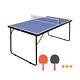 Mid-size Table Tennis Table, Foldable & Portable Ping Pong Table Set For Indo