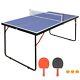 Mid-size Table Tennis Table, Foldable & Portable Ping Pong Table Set For Indo