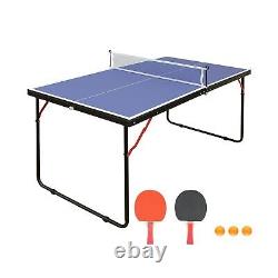 Mid-Size Table Tennis Table, Foldable & Portable Ping Pong Table Set for Indo