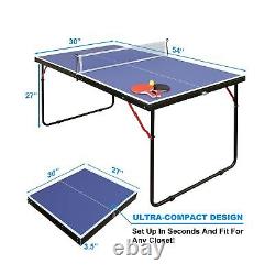 Mid-Size Table Tennis Table, Foldable & Portable Ping Pong Table Set for Indo