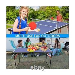 Mid-Size Table Tennis Table, Foldable & Portable Ping Pong Table Set for Indo