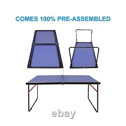 Mid-Size Table Tennis Table, Foldable & Portable Ping Pong Table Set for Indo