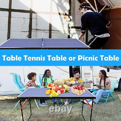 Mid-Size Table Tennis Table Foldable for Kids Youth Indoor/Outdoor Ping-Pong Tab