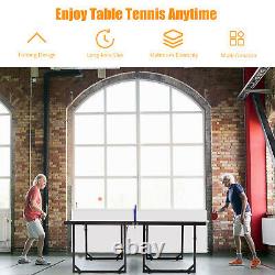 Midsize Compact Table Tennis Table Multi-Use Free Standing Foldable Easy Storage