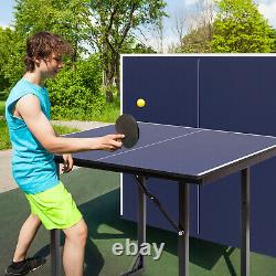 Midsize Compact Table Tennis Table Multi-Use Free Standing Foldable Easy Storage