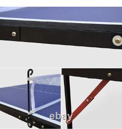 Midsize Foldable & Portable Ping Pong Table Tennis Table with Net and 2 Paddles