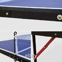 Midsize Foldable & Portable Ping Pong Table Tennis Table with Net and 2 Paddles