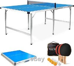 Midsize Ping Pong Table Foldable Indoor Outdoor Table 100% Pre-Assembled