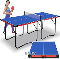 Midsize Portable Ping Pong Table Set with Net, Clipper, Post 6' X 3' Foldable