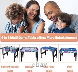 Multi-Game Table Game 4 in 1 Pool Table for Kids Hockey, Soccer, Football, Tennis