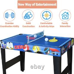 Multi-Game Table Game 4 in 1 Pool Table for Kids Hockey, Soccer, Football, Tennis