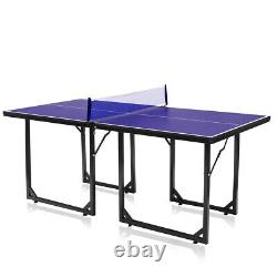 Multi-Use Foldable Midsize Compact Table Tennis Table Removable Net Picnic Table