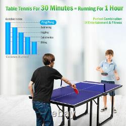 Multi-Use Foldable Midsize Compact Table Tennis Table Removable Net Picnic Table