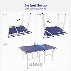 NEW Portable Ping Pong Table with Net, 2 Rackets, 3 Table Tennis Balls Table Set