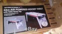 NIB sportcraft 66 inch air powered hockey table with bonus tennis top