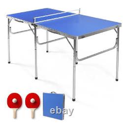New 60'' Portable Folding Table Tennis Ping Pong Table withAccessories Indoor Game