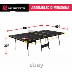 Official Size 15Mm 4 Piece Indoor Table Tennis Accessories Included Black/Yellow
