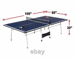 Official Size Indoor Blue Folding Table Tennis Ping Pong Set 2 Paddle 2 Ball