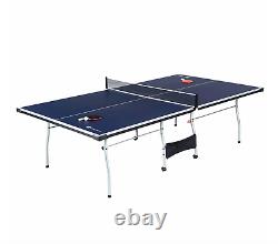 Official Size Indoor Blue Folding Table Tennis Ping Pong Set 2 Paddle 2 Ball