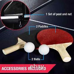 Official Size Indoor Table Tennis Game With 2 Paddles & Balls Blue White New