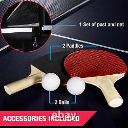 Official Size Indoor Table Tennis Ping Pong Game With 2 Paddles & Balls Blue White