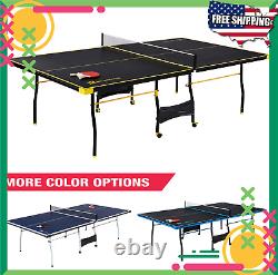 Official Size Indoor Tennis Foldable Ping Pong Table Paddles Balls Set Yellow