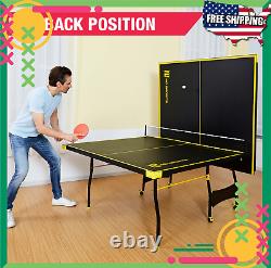 Official Size Indoor Tennis Foldable Ping Pong Table Paddles Balls Set Yellow