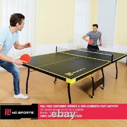Official Size Indoor Tennis Ping Pong Table 2 Paddles Ball Included Black Yellow