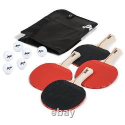 Official Size Indoor Tennis Ping Pong Table 2 Paddles Balls Foldable & Casters