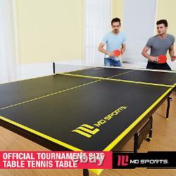 Official Size Indoor Tennis Ping Pong Table 2 Paddles Balls Foldable Casters USA