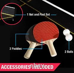 Official Size Indoor Yellow Folding Table Tennis Ping Pong Set 2 Paddle 2 Ball