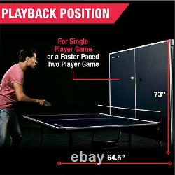 Official Size Outdoor Indoor Tennis Ping Pong Table 2 Paddles & Balls Blue White