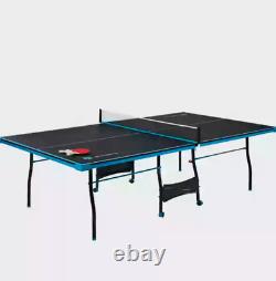 Official Size Outdoor/Indoor Tennis Ping Pong Table 2 Paddles and Balls Blue