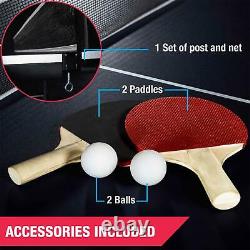 Official Size Ping Pong Table Tennis Indoor Foldable Paddles Balls Set Included