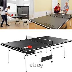 Official Size Table Tennis Ping Pong Game Room Indoor Outdoor With Paddle & Balls