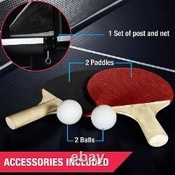 Official Size Table Tennis Ping Pong Table Indoor WithPaddle And Balls Black/White