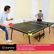 Official Size Table Tennis Table, 15mm, 4 Piece, Pong Table, Black/yellow