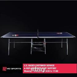 Official Size Table Tennis Table, 15mm, 4 Piece, Pong Table, Blue/White