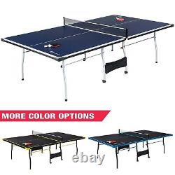 Official Size Table Tennis Table, 15mm, 4 Piece, Pong Table, Blue/White, by MD