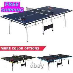 Official Size Tennis Ping Pong Table Indoor 2 Paddles & Balls Included Blue