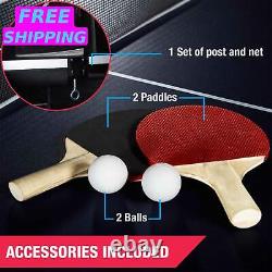 Official Size Tennis Ping Pong Table Indoor 2 Paddles & Balls Included Blue
